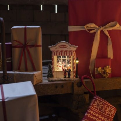 Santa In Candy Shop Lit Village Christmas Display Decoration