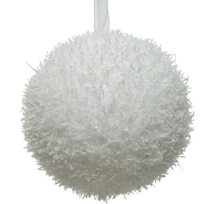 Snow White Ice Effect Christmas Bauble 10cm