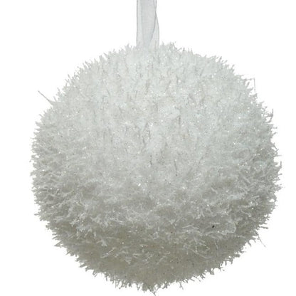Snow White Ice Effect Christmas Bauble 8cm