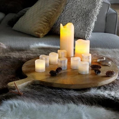Cream Wax LED Pillar Candle Melted Effect 13cm x 7cm