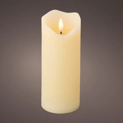 Cream Wax LED Pillar Candle Melted Effect 13cm x 7cm