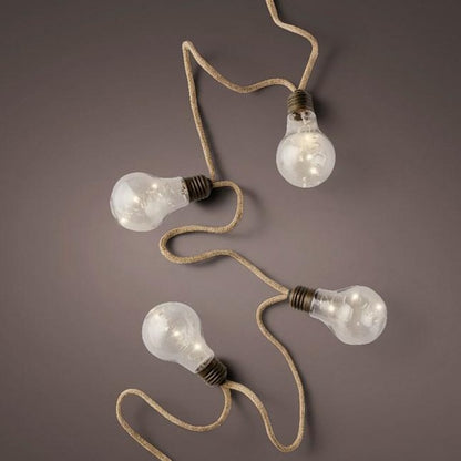 5 Bulb Lights on Hemp Rope Battery Operated