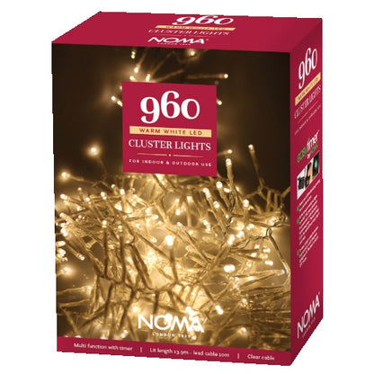 Noma 960 Cluster Lights Warm White Clear Cable