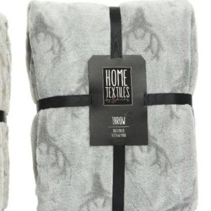 Christmas Reindeer Head Design Grey Throw