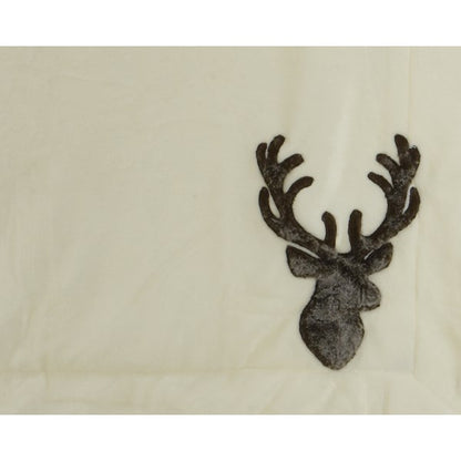 Faux Fur Stag Head Cream Christmas Throw