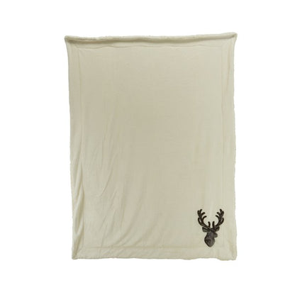 Faux Fur Stag Head Cream Christmas Throw