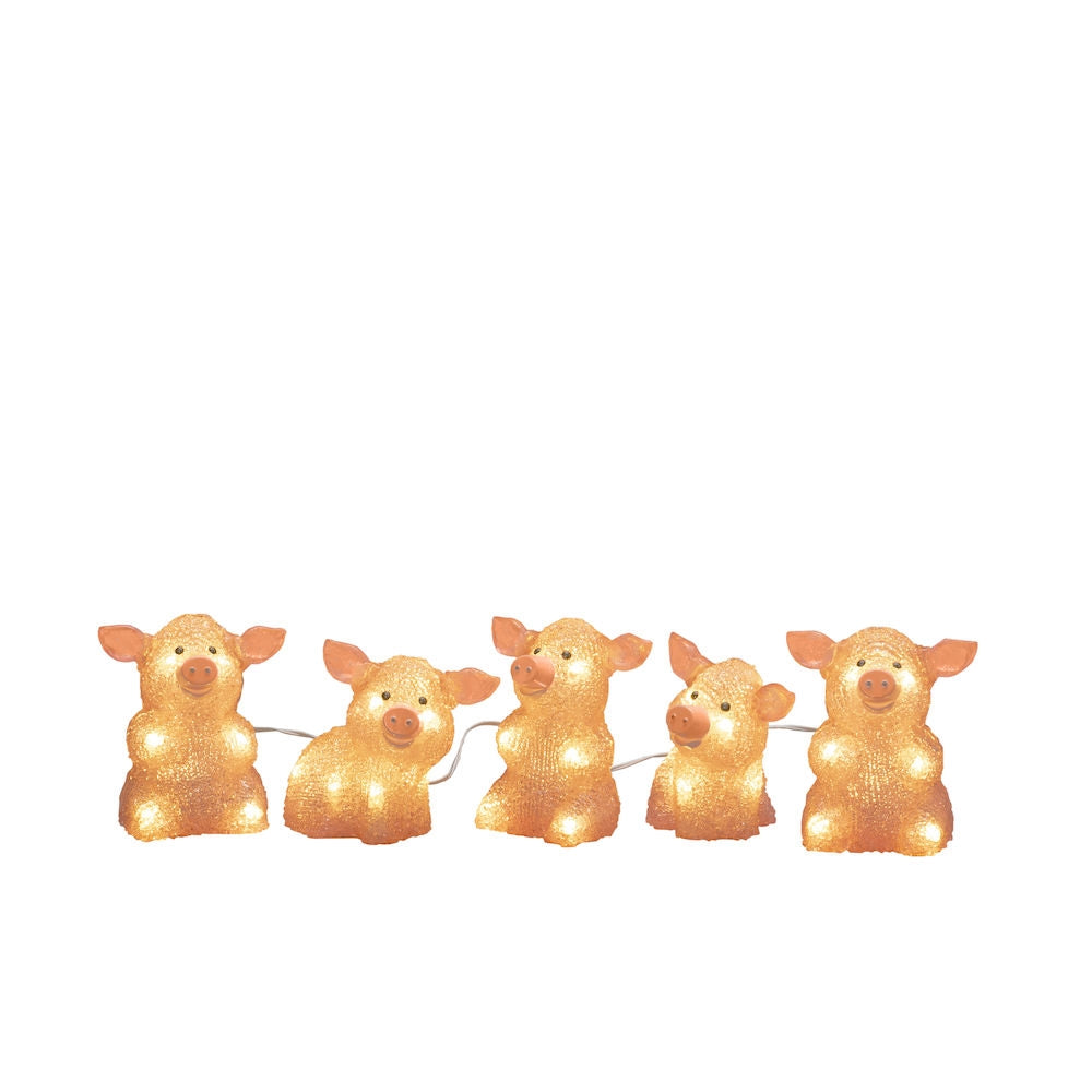 Konstsmide 5 Piece Acrylic Pink Pigs Light Set