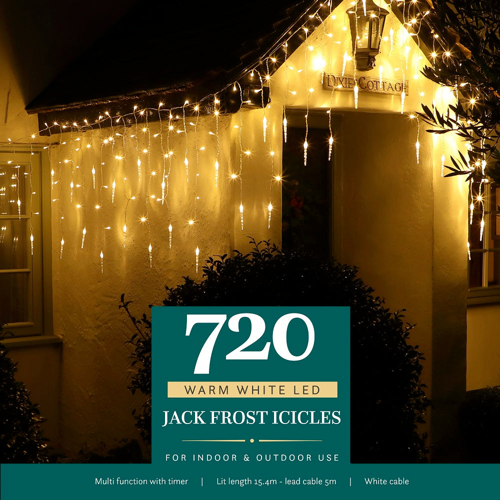 Noma 720 Jack Frost Christmas Icicle Lights Warm White
