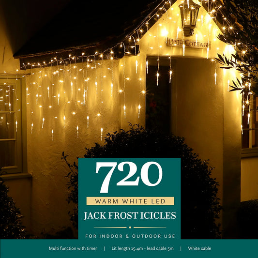 Noma 720 Jack Frost Christmas Icicle Lights Warm White