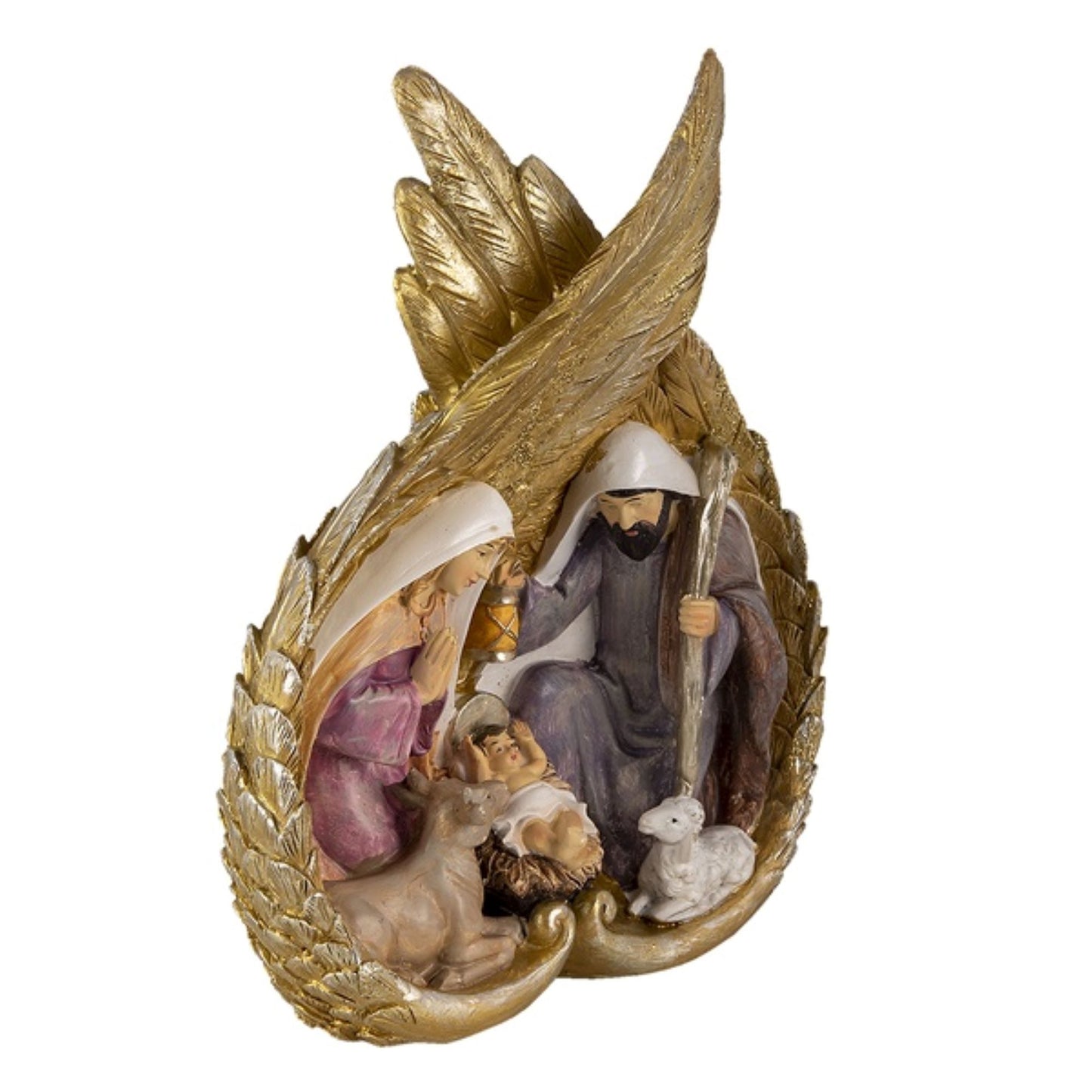 Christmas Nativity Scene in Gold Wings Ornament
