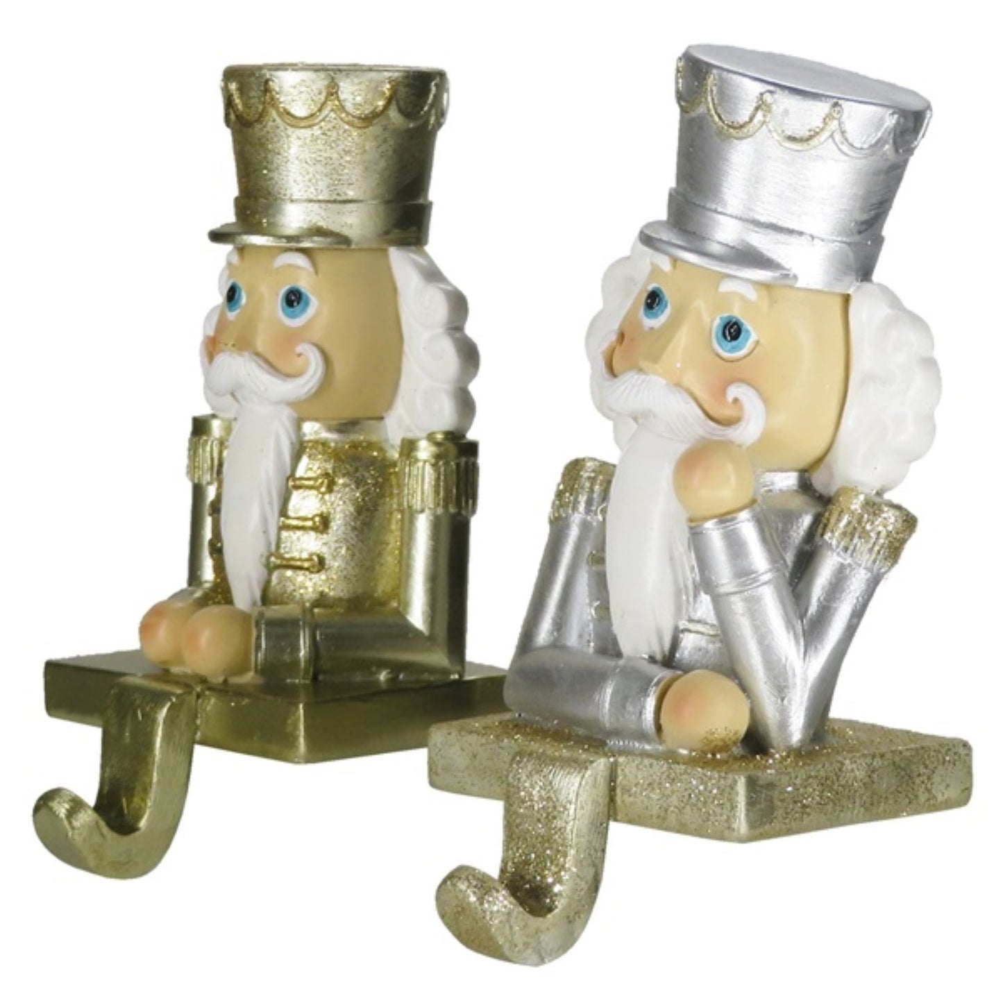 Gold and Silver Nutcracker Stocking Hangers