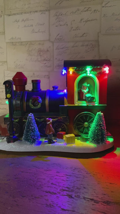 Christmas Train Lit Decoration with Smoke and Sound