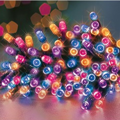 Premier TimeLights 200 Rainbow LED Battery Operated Christmas String Lights