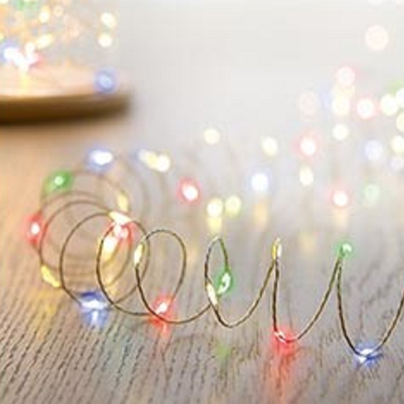 100 Multi Coloured Microbright LED Pin Wire Christmas Lights