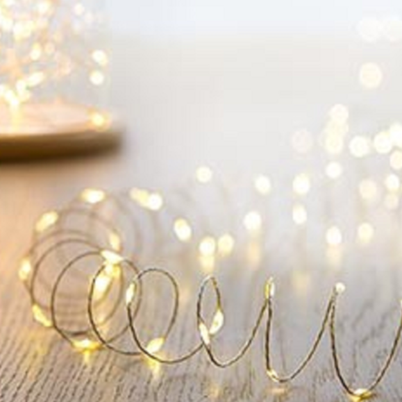 100 Warm White Microbright LED Pin Wire Christmas Lights