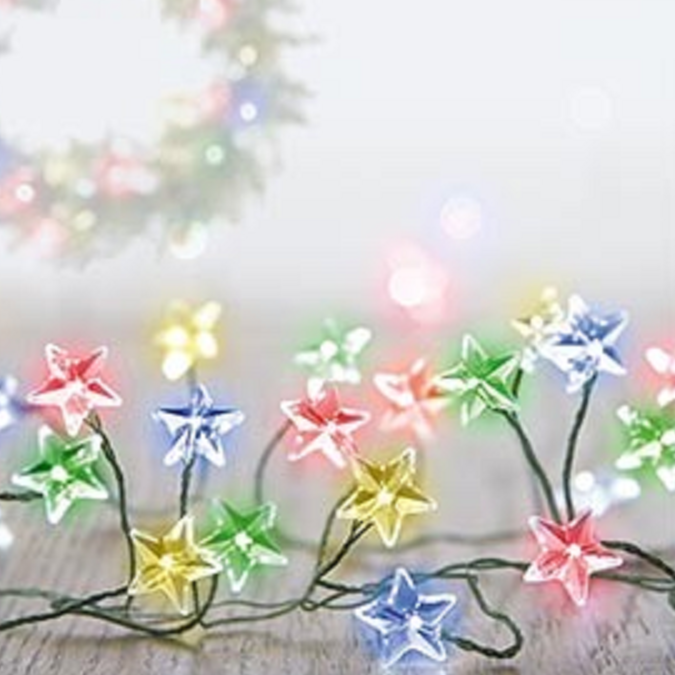 Premier 80 Microbrights Multi Coloured Star Christmas Cluster Lights