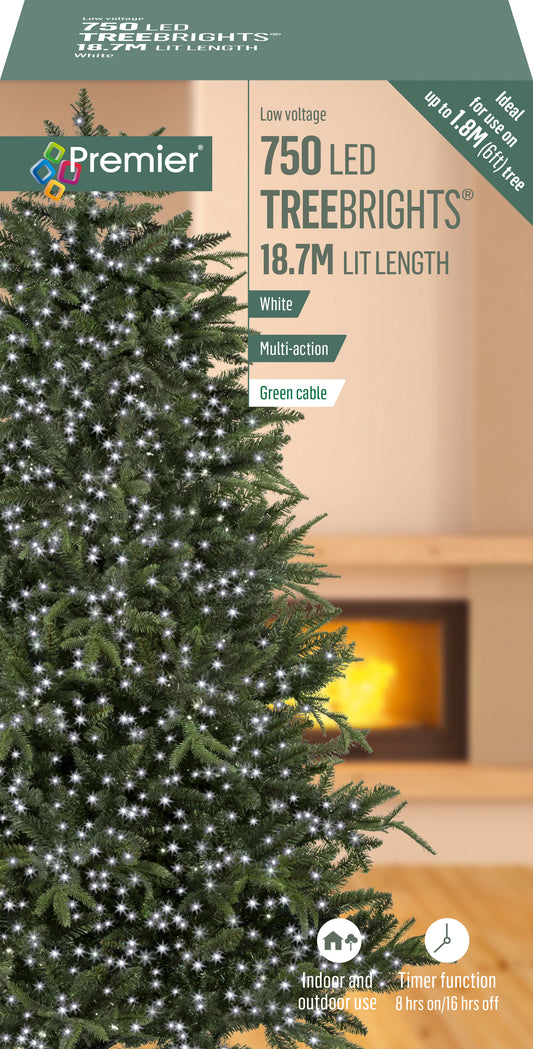 Premier TreeBrights 750 White LED Christmas String Lights