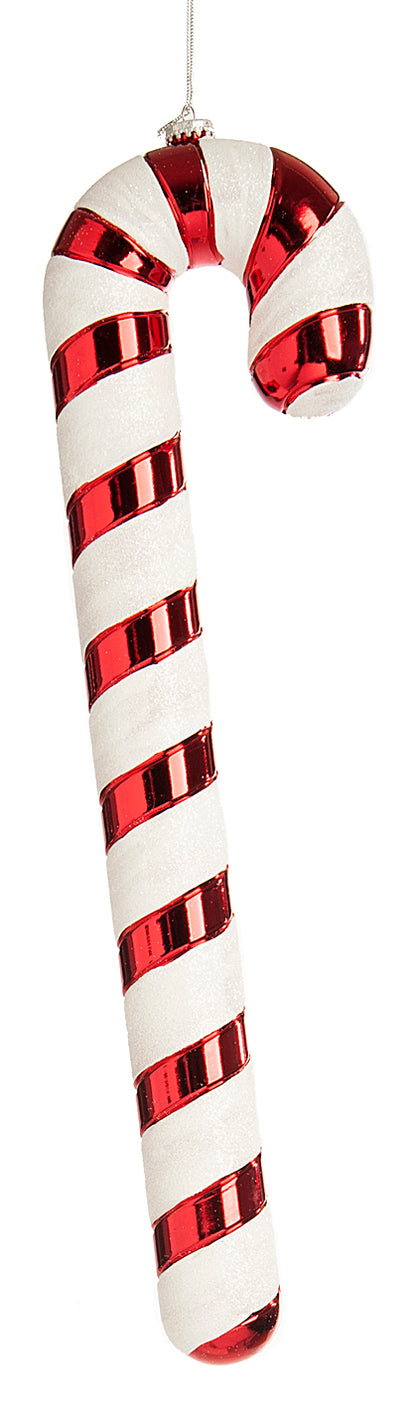 Large Red and White Glitter Candy Cane Christmas Decoration 60cm