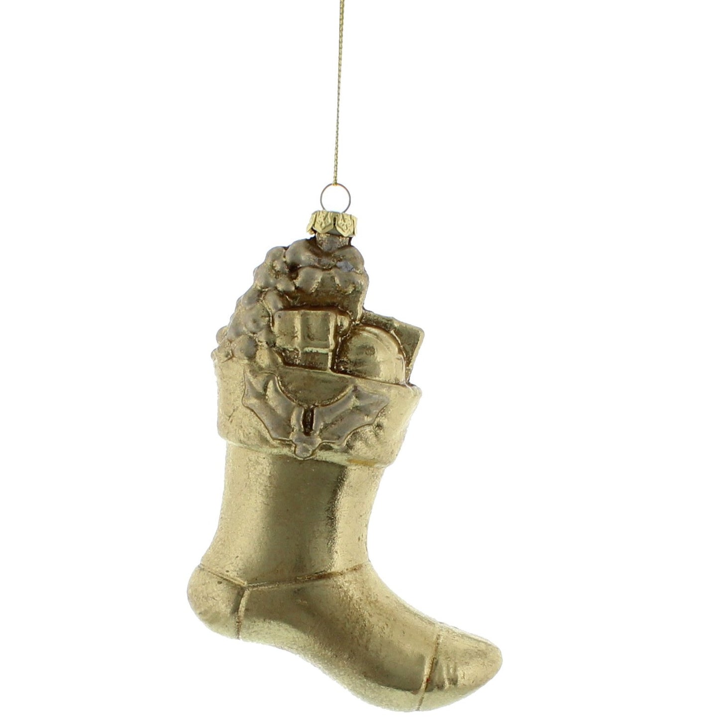 Gold Stocking 11cm Hanging Christmas Tree Decoration
