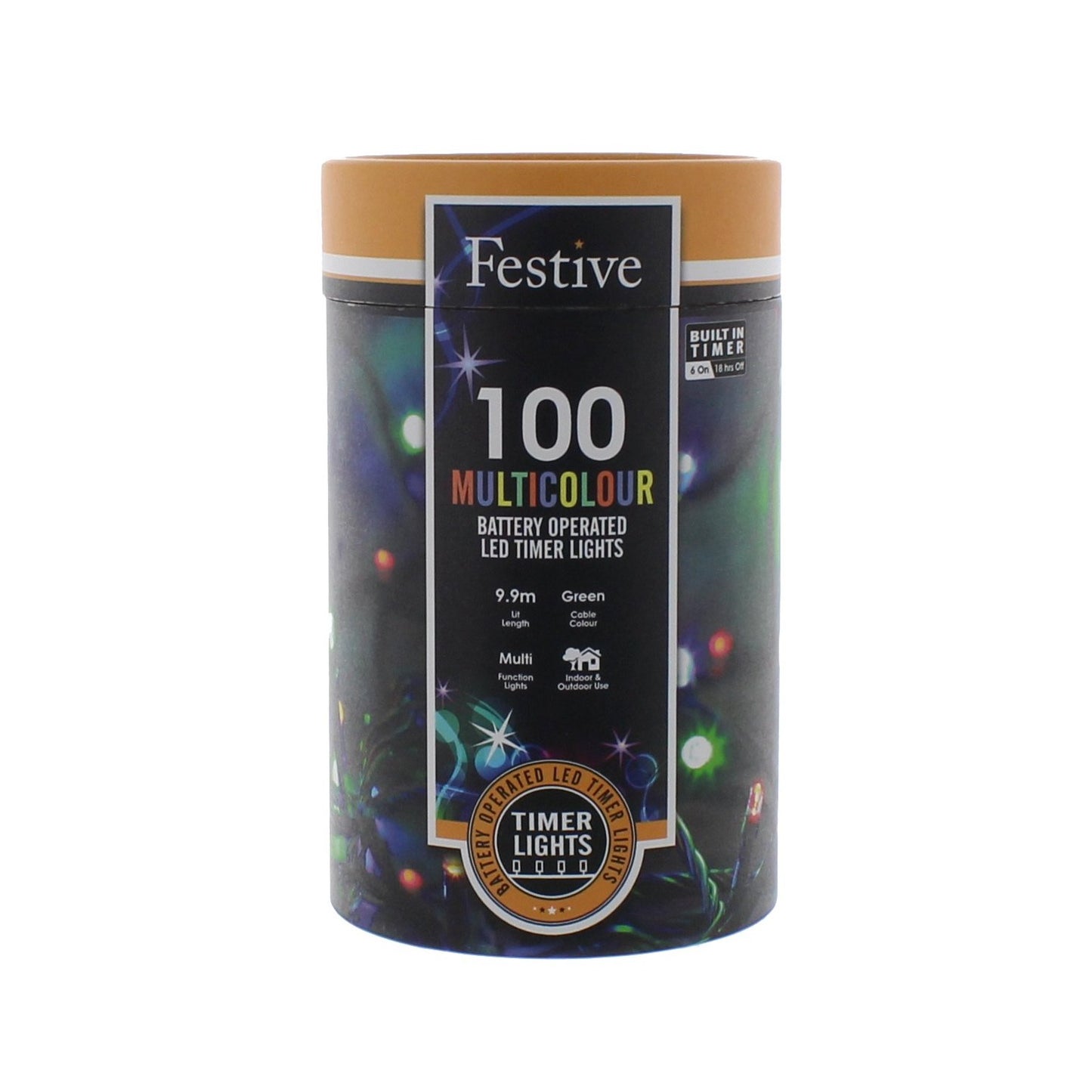 Festive 100 Multi Colour Battery Operated Christmas String Lights