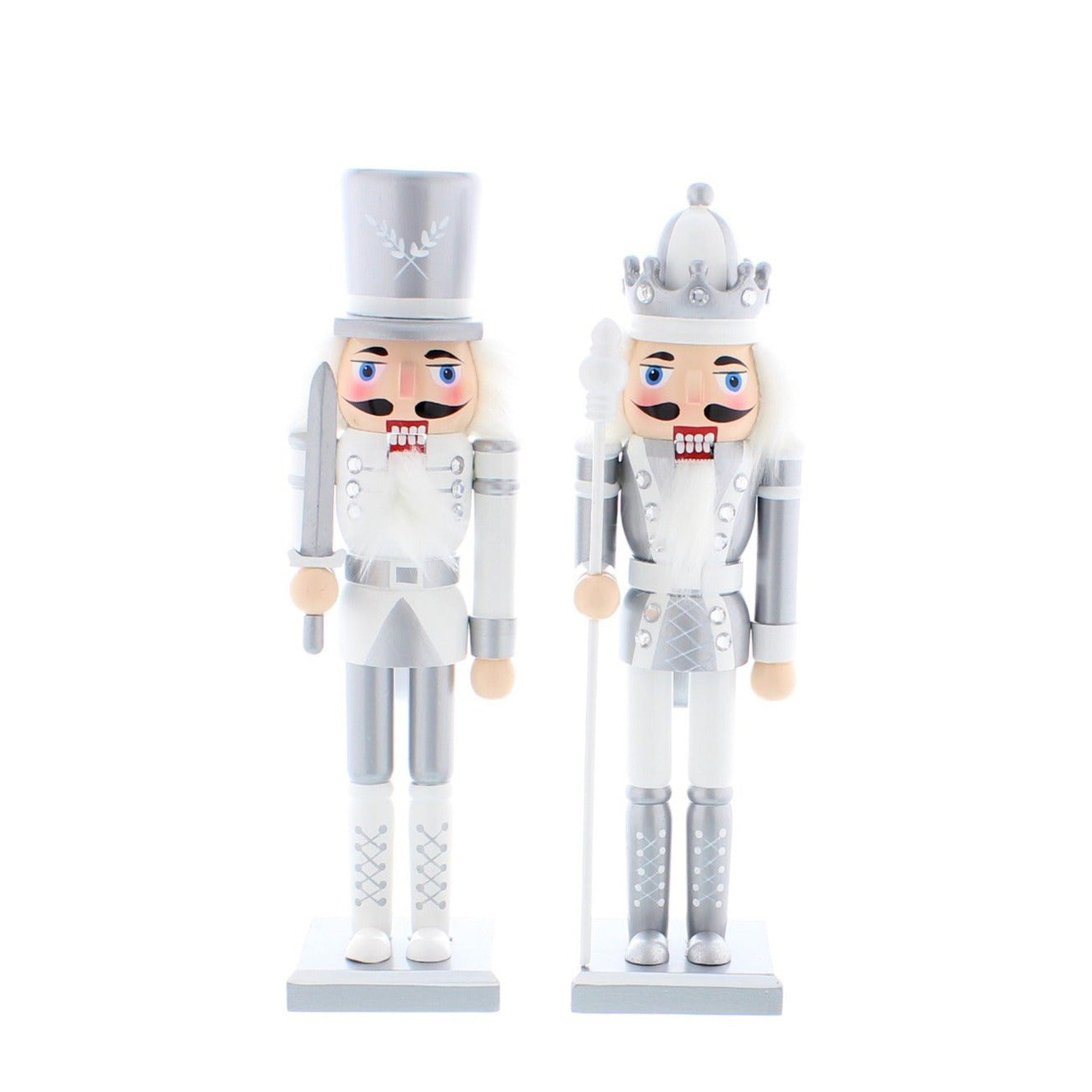 White & Silver Christmas Nutcracker 30cm