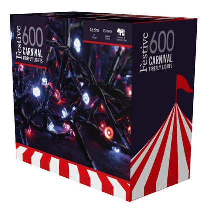 Festive 600 Carnival Red & White Firefly Christmas Lights