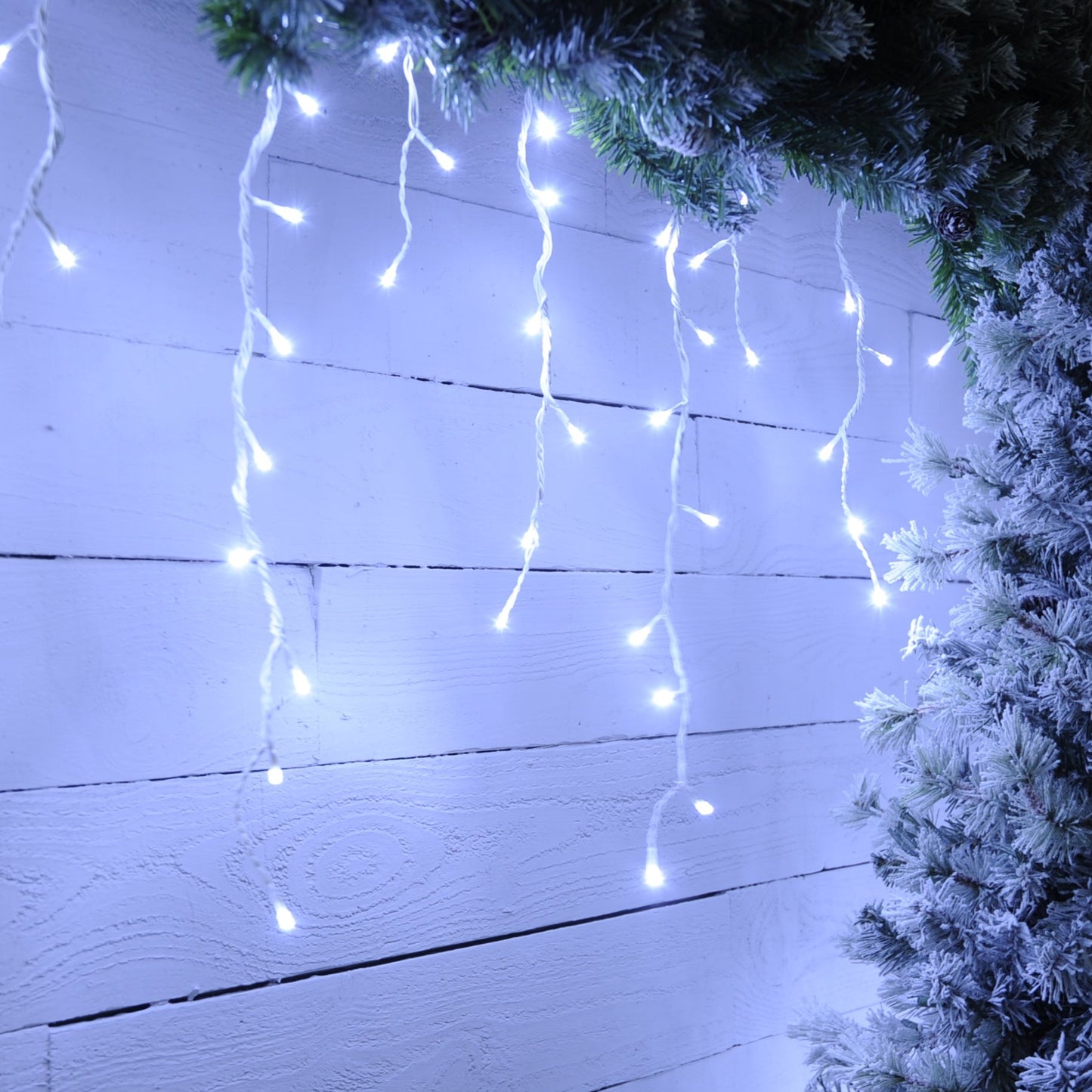 Festive 360 White Snowing Icicle Christmas Lights