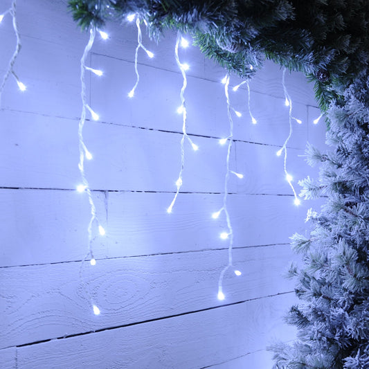 Festive 360 White Snowing Icicle Christmas Lights