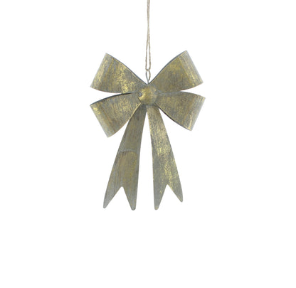 Golden Aged Effect Bow Christmas Tree Decoration 18cm