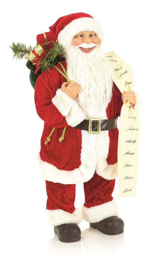 Standing Santa with List Christmas Decoration 40cm