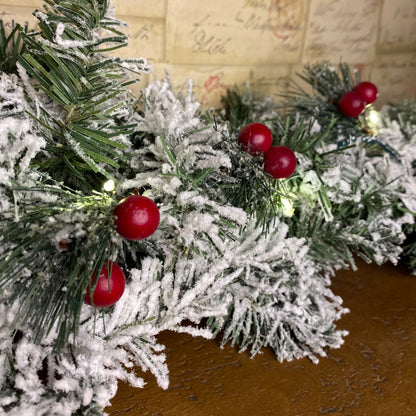 10 Red Berry Foliage Micro LED Battery Operated Christmas Lights