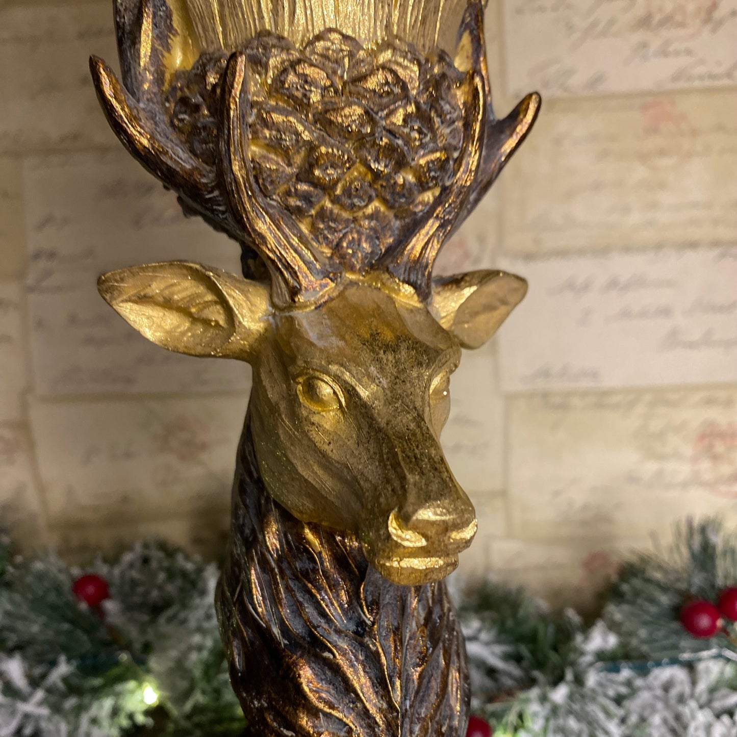 Gold Stag Christmas Candle Holder 41cm