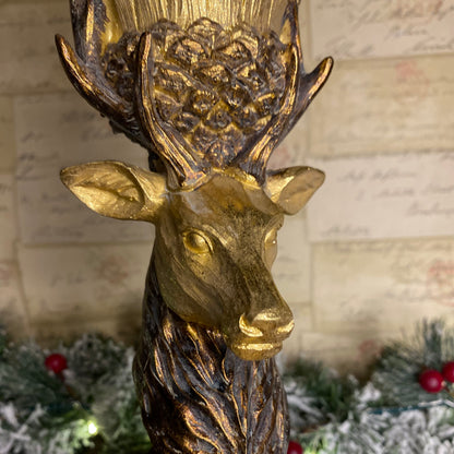 Gold Stag Christmas Candle Holder 41cm