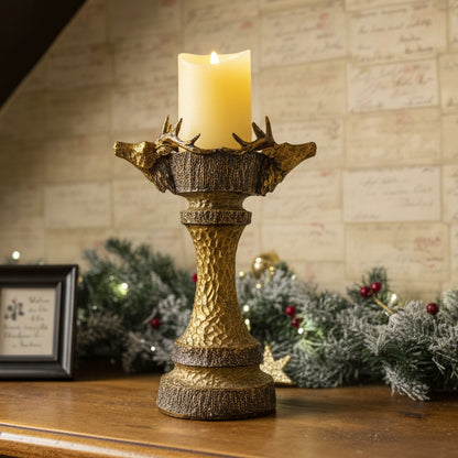 Gold Stag Christmas Candle Holder 31cm
