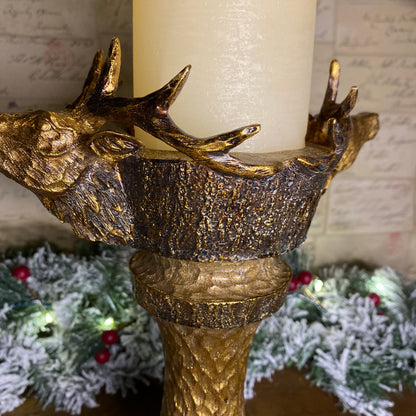 Gold Stag Christmas Candle Holder 31cm