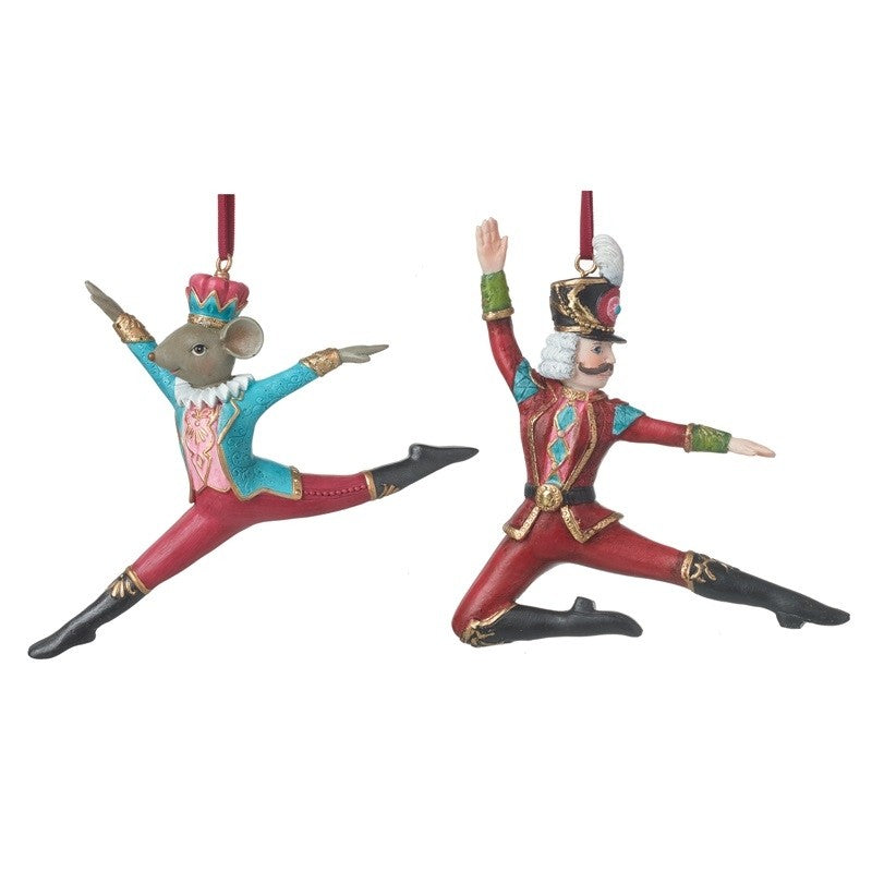 Dancing Nutcracker and Mouse Christmas Hanging Tree Decoration