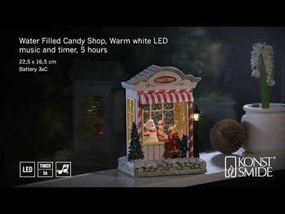 Santa In Candy Shop Lit Village Christmas Display Decoration