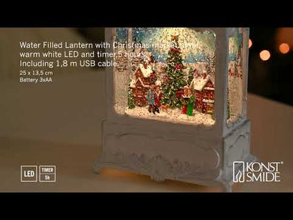 Konstsmide White Christmas Market Scene Water Lantern