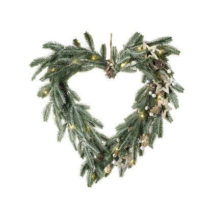 Christmas Heart Wreath With Stars Pre-lit