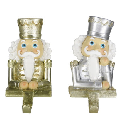 Gold and Silver Nutcracker Stocking Hangers