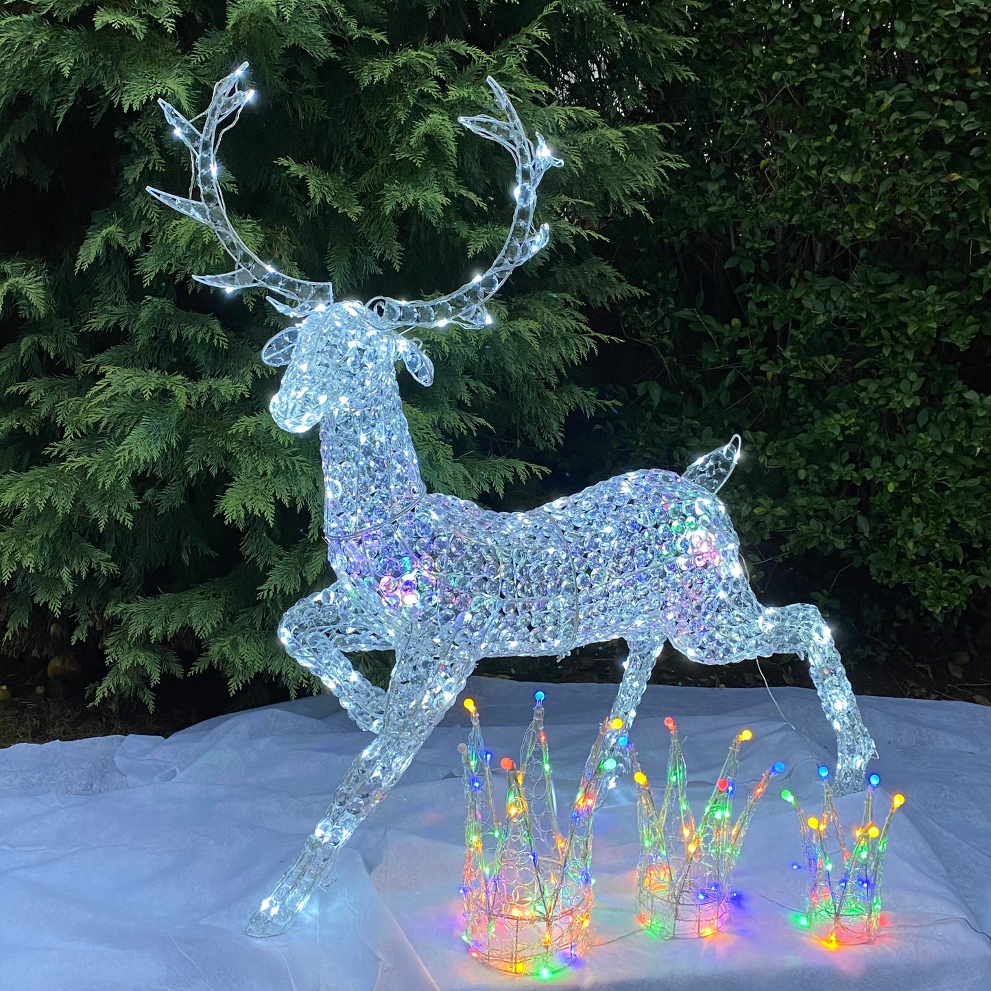 Christmas Soft Acrylic 3 Piece Set of Crowns 140 Multi Coloured LED Lights