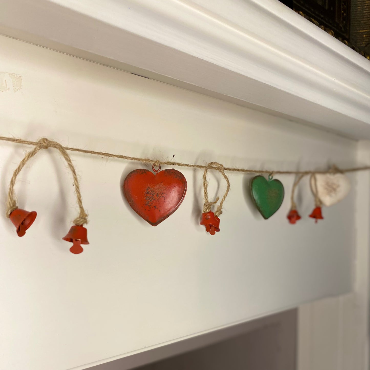 Red, White and Green Heart and Star Garland