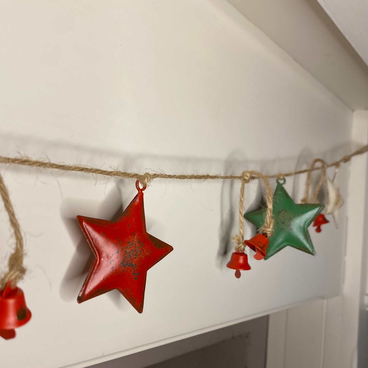 Red, White and Green Heart and Star Garland