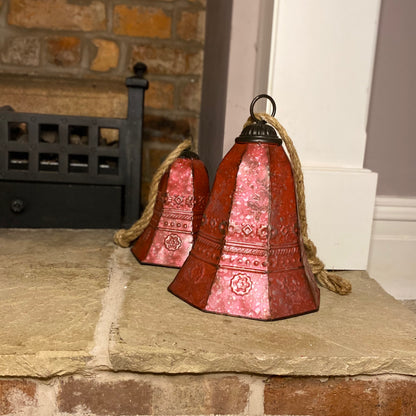 Christmas Vintage Style Rustic Hanging Bells