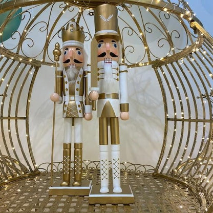 White and Gold Nutcracker Christmas Decoration 30cm