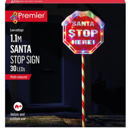 Santa Stop Here Lit Christmas Sign