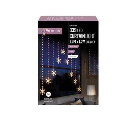 Warm White Snowflake V-Shape Christmas Curtain Lights