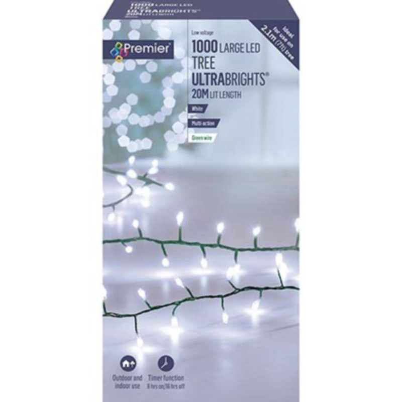 Premier Ultrabrights 1000 Large White LED Christmas Lights