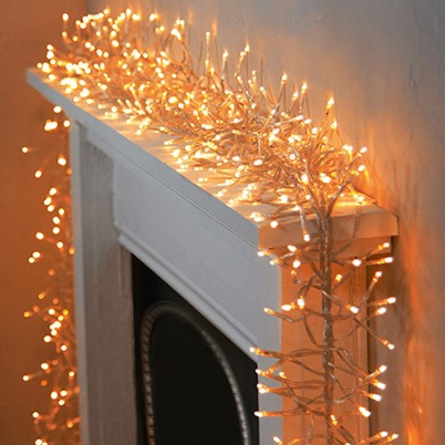 Premier 960 LED Cluster Brights Christmas Lights Vintage Gold Clear Cable