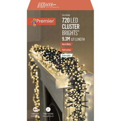 Premier 720 LED Cluster Brights Christmas Lights Warm White